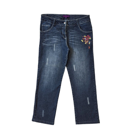 Peace & Love Y2K Vintage Faded Blue Cropped Denim Jeans Women's Size XL W32 L25