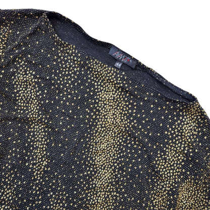 Avanti Y2K Black & Gold Flared Sleeve Party Blouse Women's Size 16