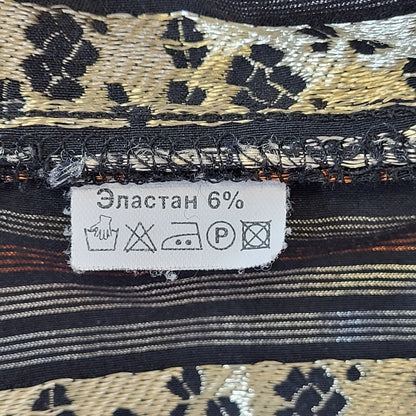 Almax Y2K Vintage Black & Brown Retro Floral Button Up Blouse Women's 14