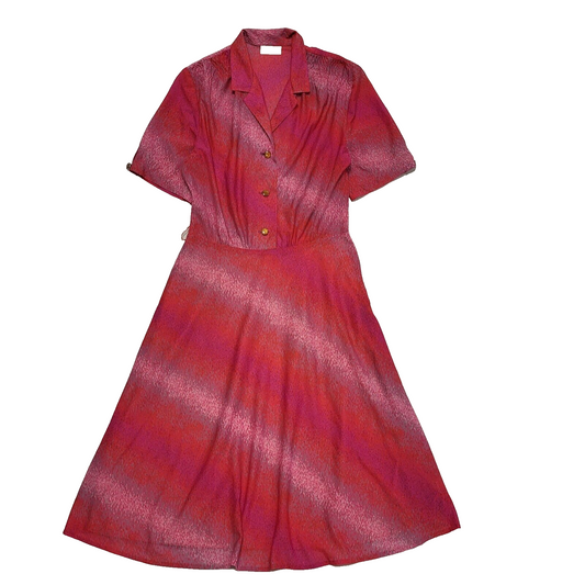 Seewald Vintage 70s Pink Short Sleeve A-Line Dress Uk Women's Size 10
