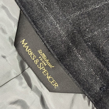 M&S Vintage 90's Grey Striped Pencil Wool Skirt Uk Women's Size 12 W30