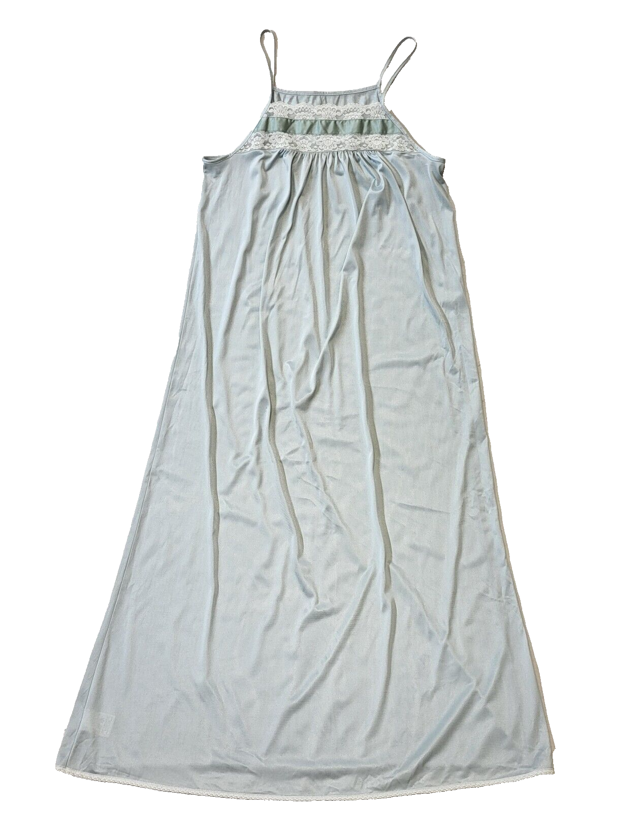 St Michael M&S 80's Vintage Light Blue & White Nightie Womens UK S EU 36