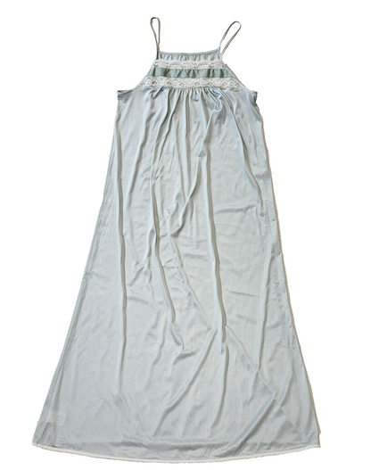 St Michael M&S 80's Vintage Light Blue & White Nightie Womens UK S EU 36