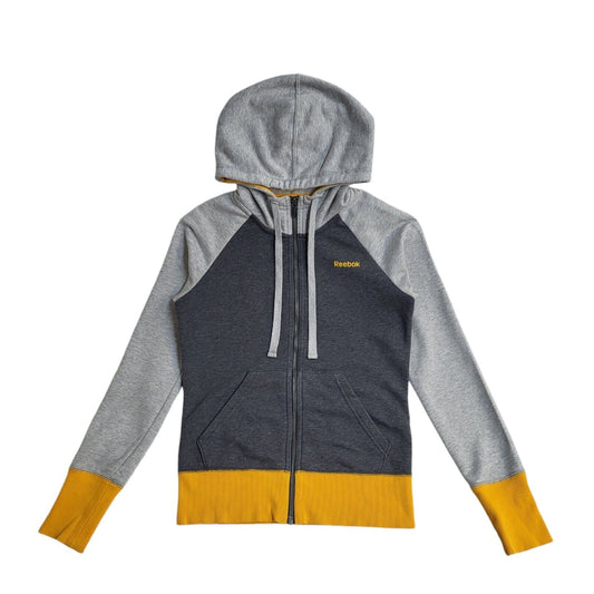 Reebok Grey Orange Zipped Sweatshirt Hoodie UK Women's Size XS