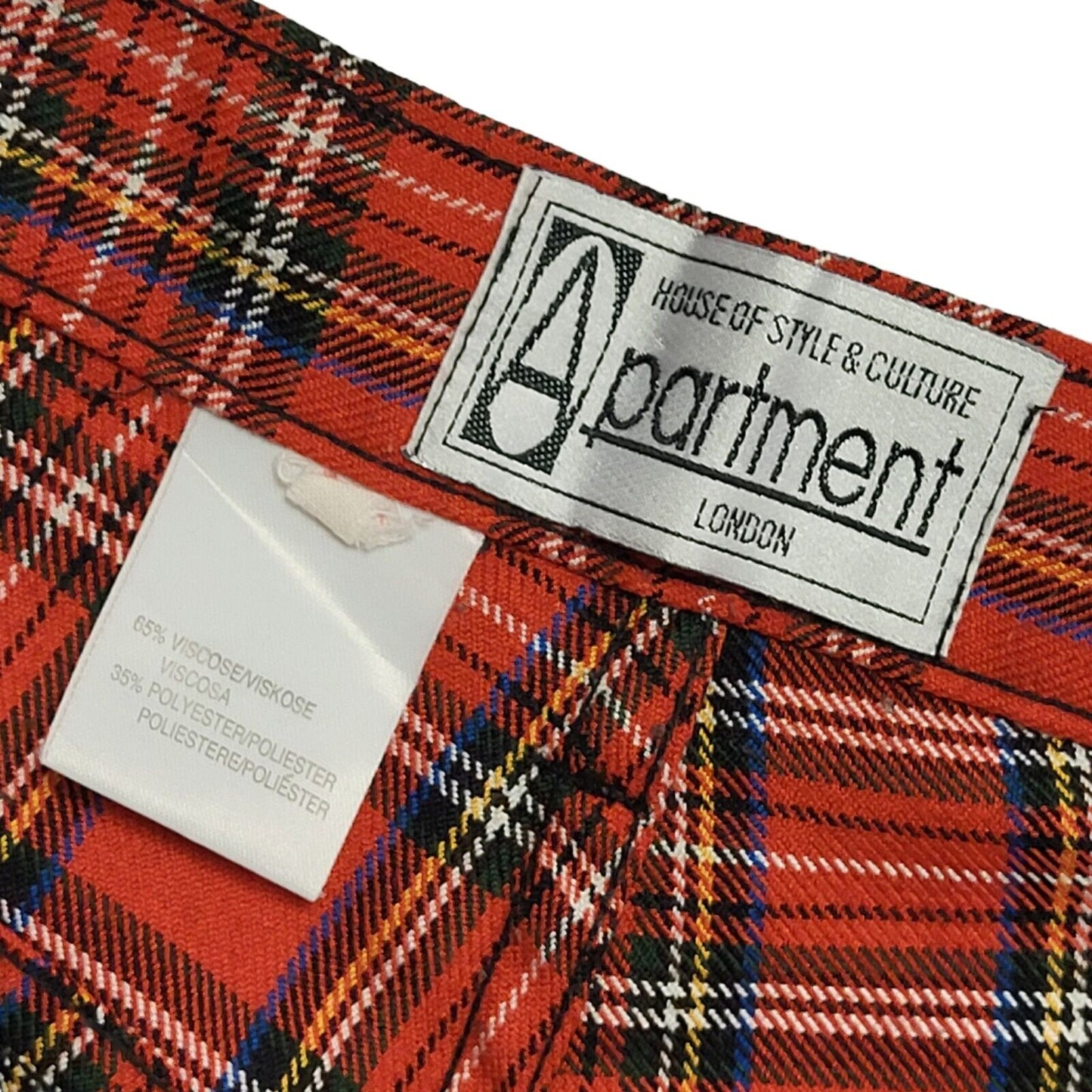 Apartment 90s Red Check Trousers Uk Women's W30 L34