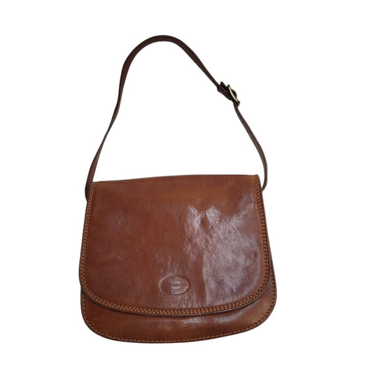 Dr Martino Brown Leather Clasp Shoulder Bag Uk Women's Size 7.5" x 9.5"