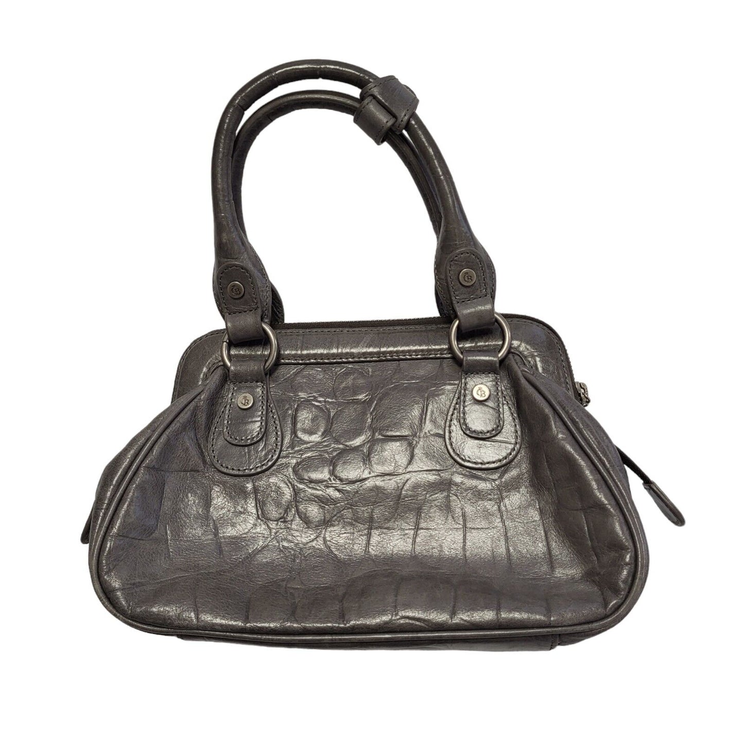 CB Grey Leather Hand Bag Uk Women's Size 10" x 7"