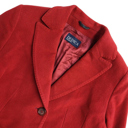 Dedica Red Vintage 80s Button Wool Coat Uk Women's Size 12