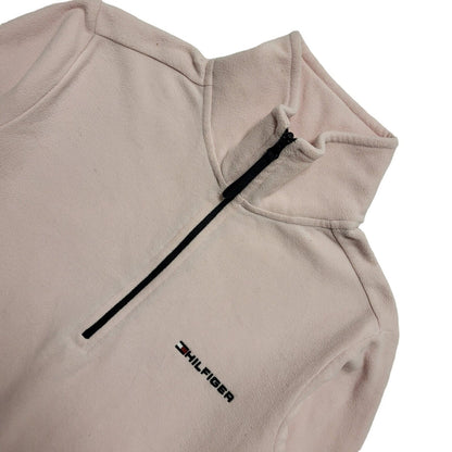 Tommy Hilfiger Vintage Y2K Pink 1/4 Zip Fleece Sweatshirt Womens UK S