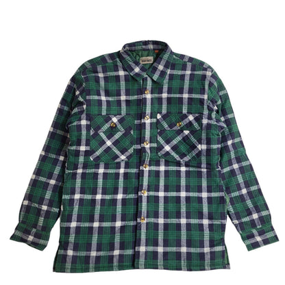 Heavy Duty Y2k Green Blue Check Long Sleeve Shirt/Jacket Uk Men's Size Large