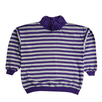 Rodeo Vintage 90's Purple & White Round Neck Striped Jumper UK Women's Size 14