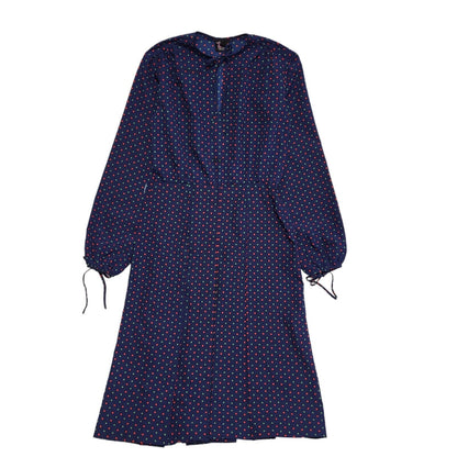 70s Vintage Vanidas Navy Polka Dot Daywear Dress Women's 10