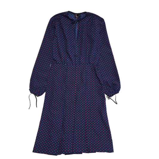 70s Vintage Vanidas Navy Polka Dot Daywear Dress Women's 10