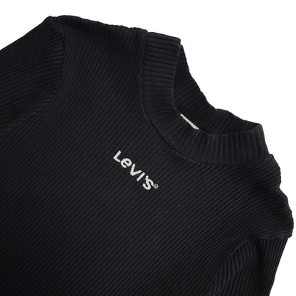 Levi's Y2K Black Round Neck Ribbed Short Sleeve Top Womens UK Size XS
