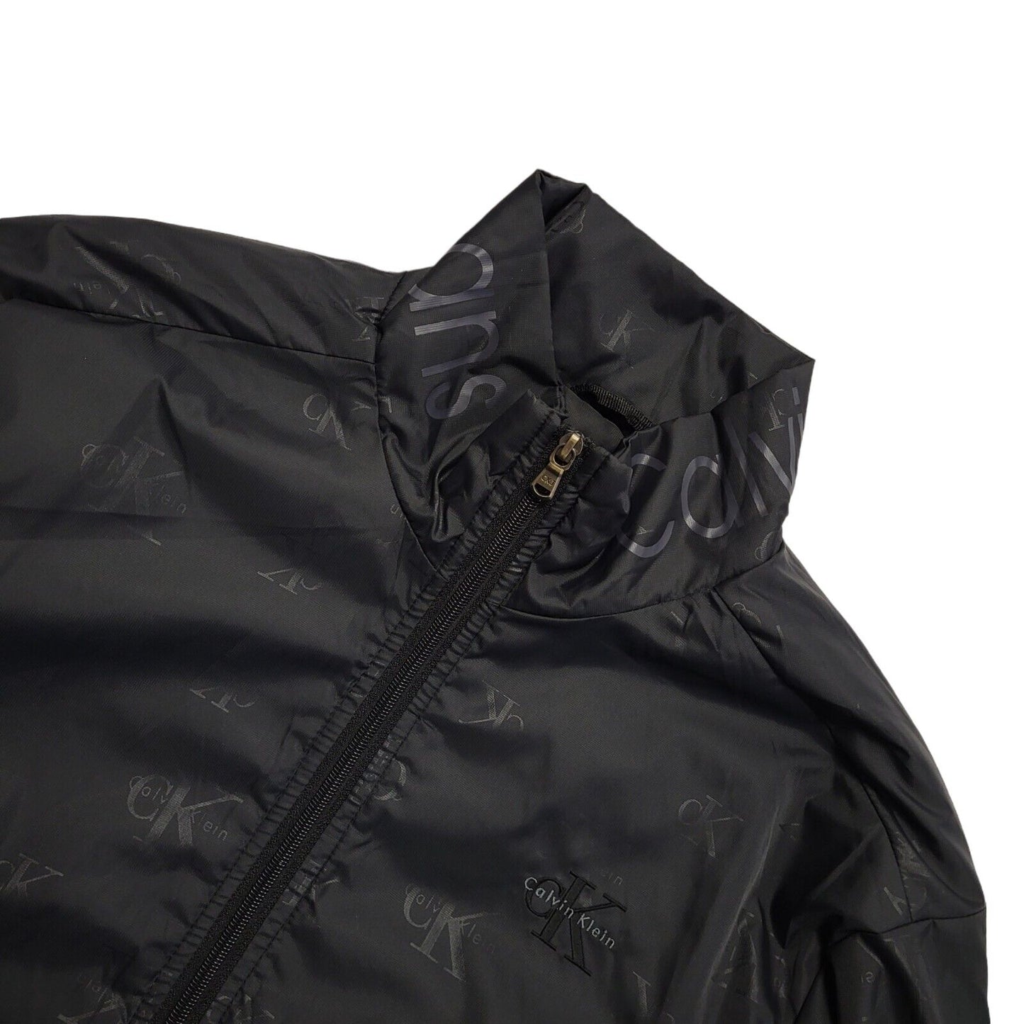 Calvin Klein Black Y2k Zipped Bomber Jacket Uk Men's Size XL
