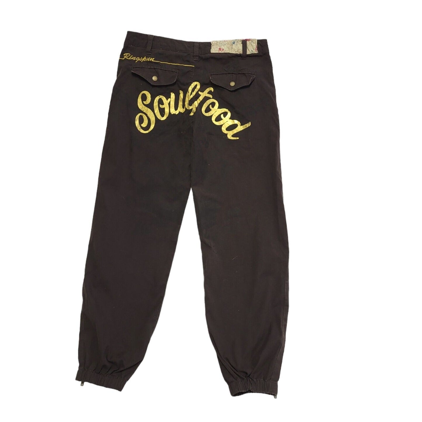 Ring Spun Vintage 90's Brown Tapered Trousers Uk Women's 12 W30 Bnwt L31