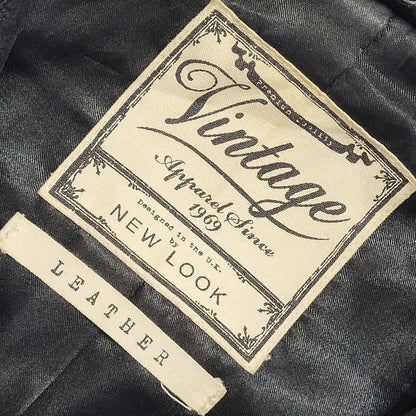 New Look Black Zipped Leather Jacket Uk Women's Size 8