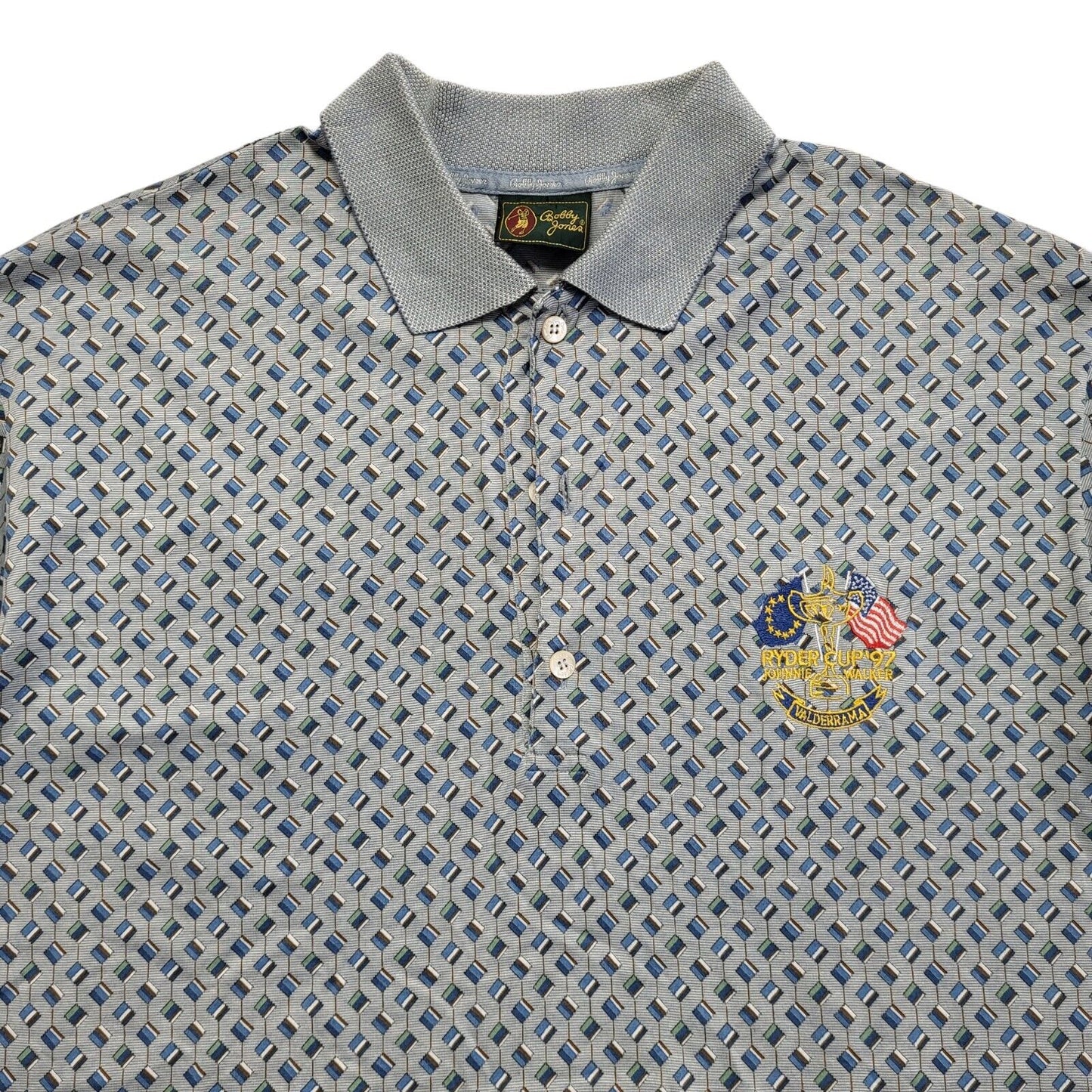 Ryder Cup 97 Bobby Jones Vintage 90's Blue  Polo Shirt Uk Men's Size M