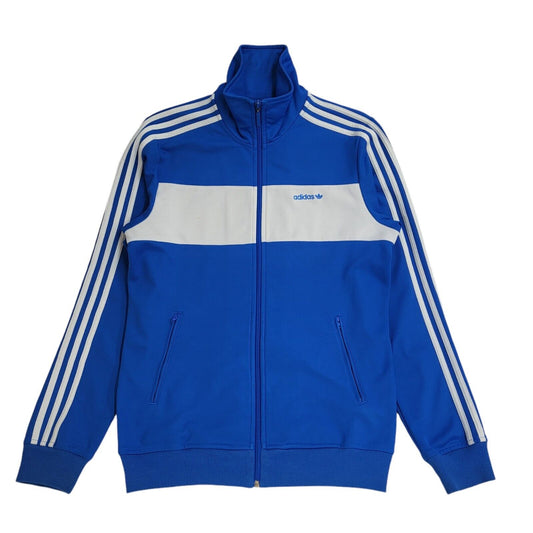 Adidas Blue & White 90s Zipped Sports Tracksuit Top Uk Women's Size Medium