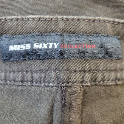 Miss Sixty Y2K Pleat Brown Skinny Vintage Trousers Women's Size 18/20 W36-38 L28