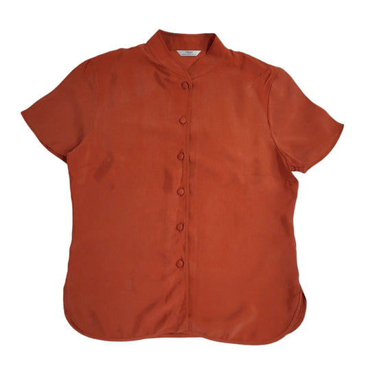 St Michael 90s Vintage Orange Short Sleeve Shirt Uk Women's Size 12