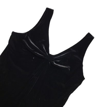 Vintage 90s Black Sleeveless Velvet Dress Uk Women's Size 10