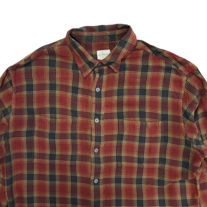 Calvin Klein 90's Red & Black Plaid Long Sleeve Shirt Mens UK M