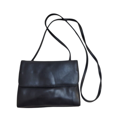 St Michael Black Faux Leather Clasp Shoulder Bag Uk Women's Size 5.5" x 7.5"