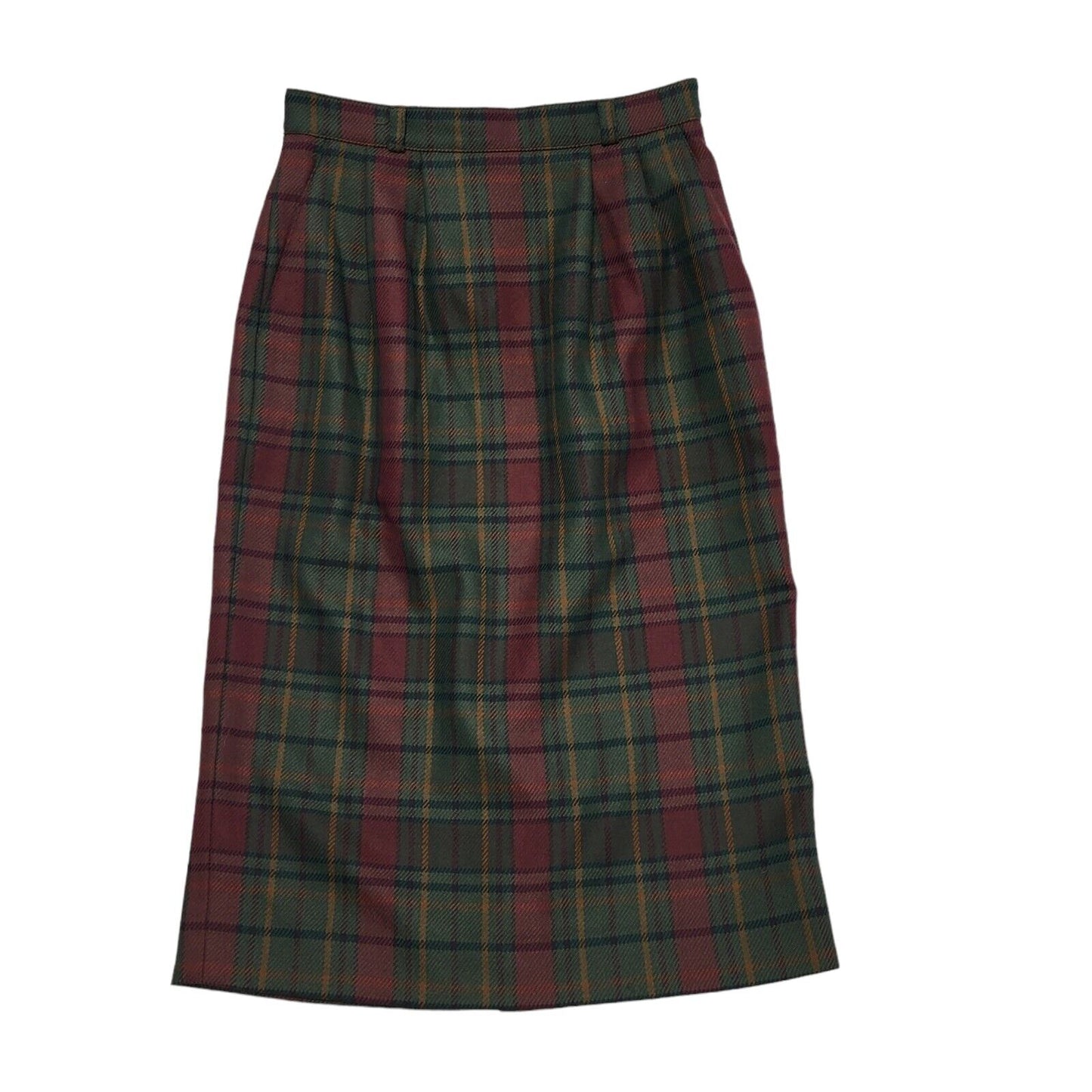 Austin Reed Vintage 80's Red & Green Check Straight Skirt Women's UK 10-12 W28