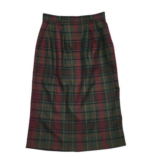 Austin Reed Vintage 80's Red & Green Check Straight Skirt Women's UK 10-12 W28