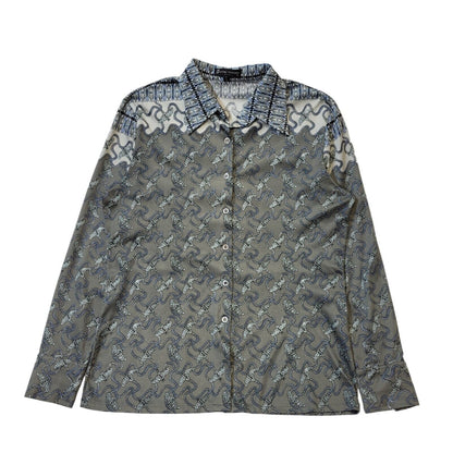 Jeffery Ohrenstein Vintage 70s Grey Patterned Blouse Women's Size 18