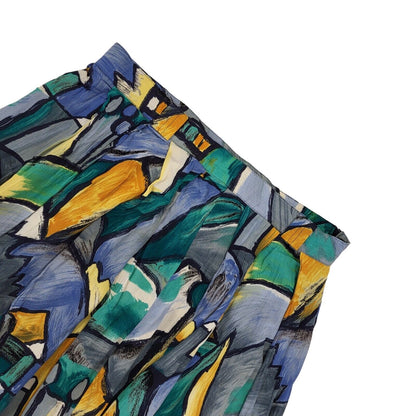 St Michael Vintage 90s Blue Green Abstract Skirt Uk Women's Size 18 W36