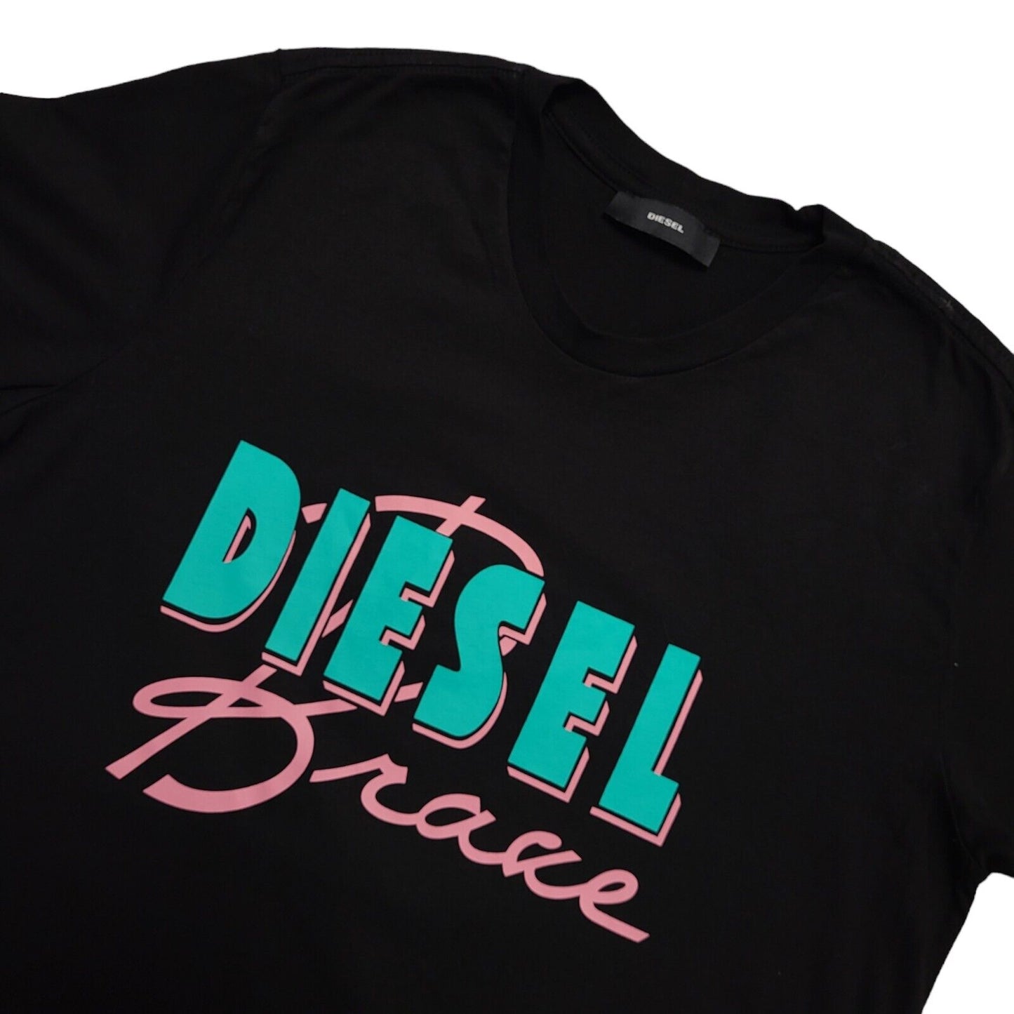 Diesel Black Graphic Print Crew Neck T-Shirt Uk Men's Size XL