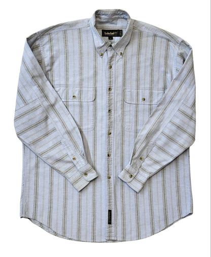 Timberland Y2K Blue Striped Shirt Men's Size Large Eu 54