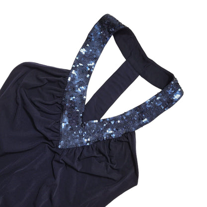 Next Y2K Blue Sequin Drawstring Racer Back Dress BNWT Womens UK 10