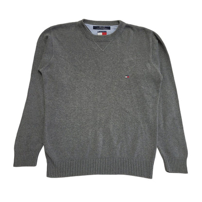 Tommy Hilfiger 90's Jumper Grey V-Neck Long Sleeve Mens UK S