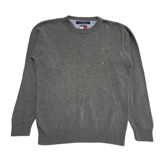 Tommy Hilfiger 90's Jumper Grey V-Neck Long Sleeve Mens UK S