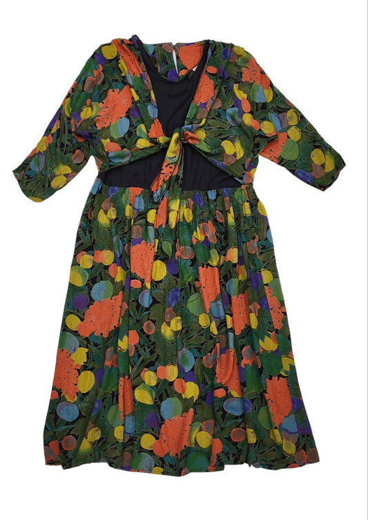Emma Bernstein 80s Vintage Floral Daywear Dress Women's Size 10