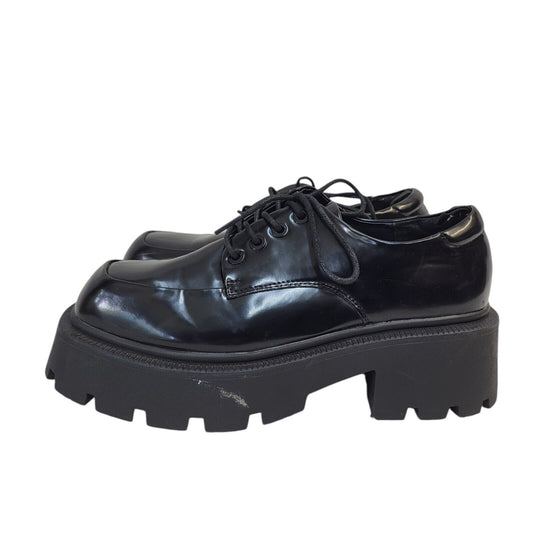 Truffle Black Lace-up Faux Leather Dress Shoes Uk Women's Size 5