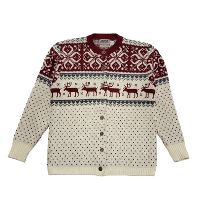Amana 80s Vintage Red White Reindeer Round Neck Jumper Uk Women's Size 12