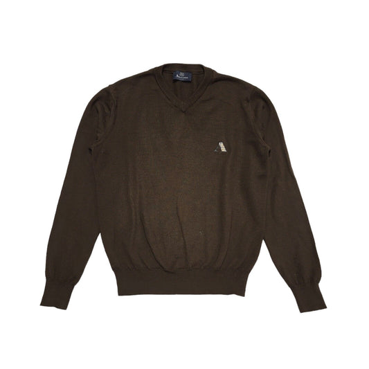 Aquascutum Brown Y2k Wool Blend Jumper Uk Men's Size Small