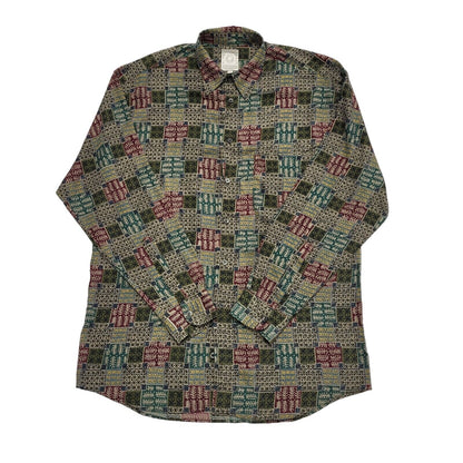 St Michael 90's Green & Red Patterned Viscose Shirt Uk Men's UK S