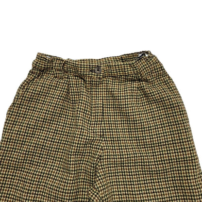 C&A 90s Khaki & Tan Check Casual Trousers Uk Women's 10 W28 L26