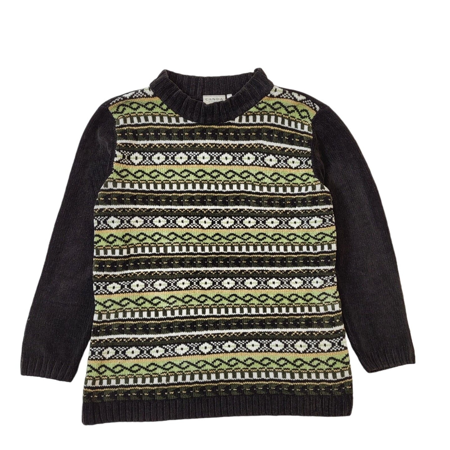 Canda 90s Vintage Acrylic Round Neck Jumper Women's Size L