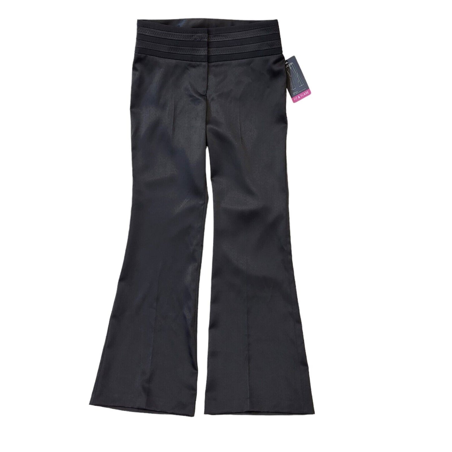 E-vie Black Satin Flared Trousers Women's Size 8 W30 L33