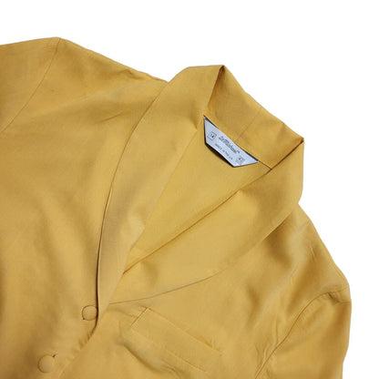 St Michael Vintage 80's Yellow Button Up Short Sleeve Blouse Uk Women's 14
