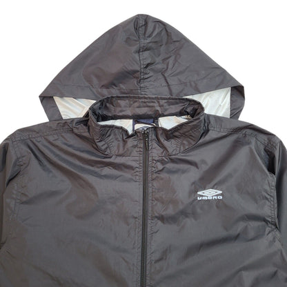 Umbro Y2K Black Zipped Hooded Windbreaker Jacket Uk Boy's Size XL