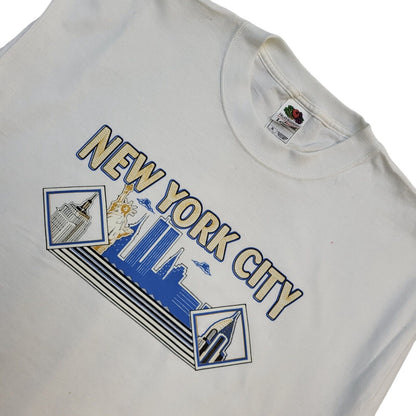 Fruit Of The Loom 90s Vintage New York City White Crew Neck T-Shirt Men's XL