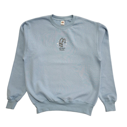 Fruit of The Loom Vintage 90's Blue Drown Them Sweatshirt Womens UK Size M