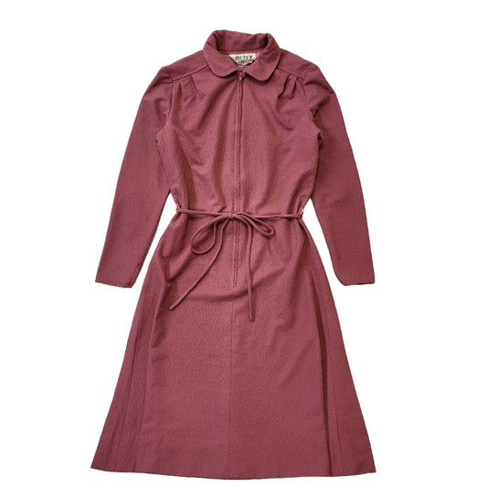 70s Vintage Eastex Pink Long Sleeve Daywear Dress Women's Size 12 Eu 40